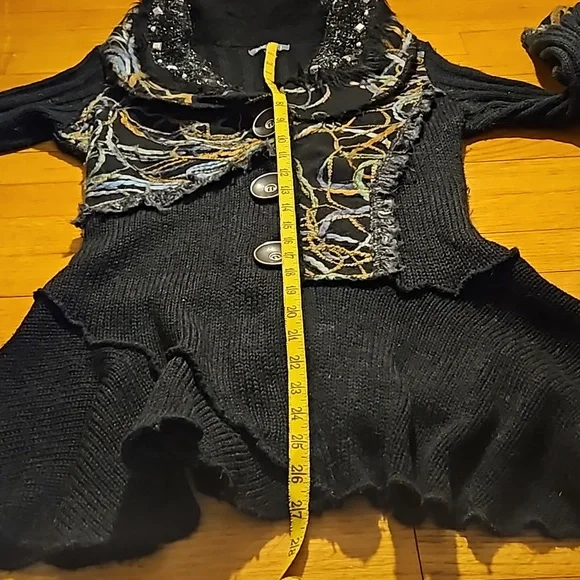 Roz & Ali Boho PM Black Asymmetric Cardigan - Picture 9 of 16